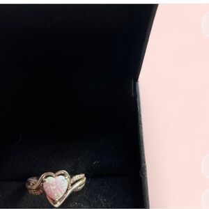 Kay Jewelers Silver Heart Ring with Pink Opal